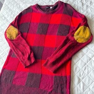 BDG Mens Plaid Crew Neck  Sweater